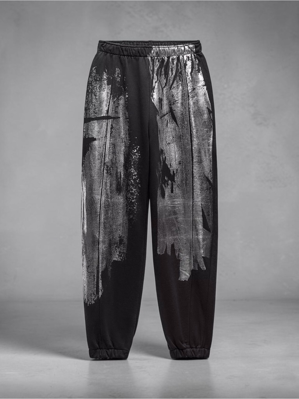 Zara Black Joggers with Silver Paint-Effect Print - Picture 2 of 2